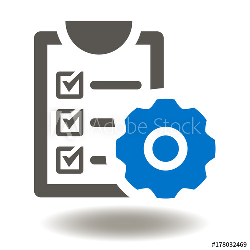 500x500 Compliance Icon Vector Check List Check Mark Gear Illustration