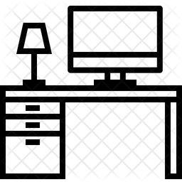 256x256 Computer Desk Icon Of Line Style