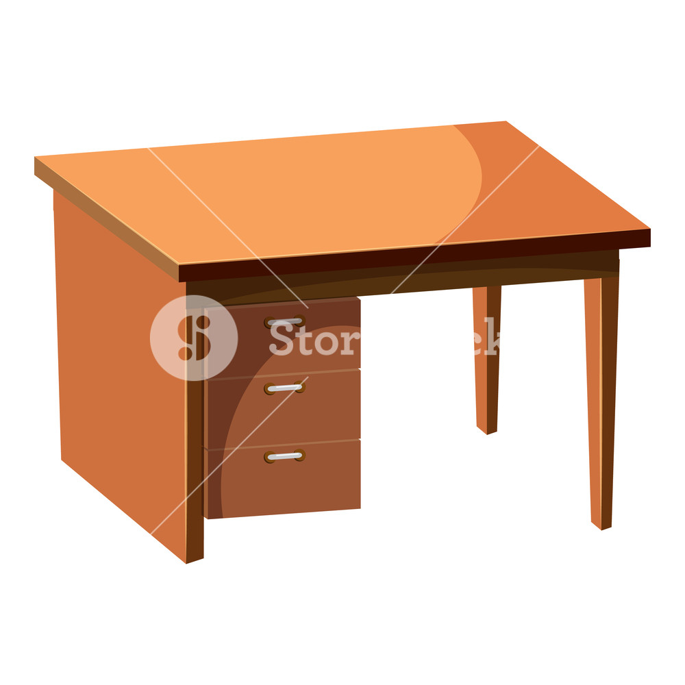 1000x1000 Computer Desk Icon In Cartoon Style Isolated On White Background