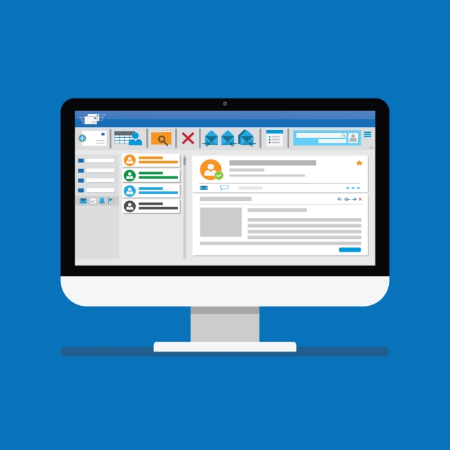 640x640 Email Client Software On Computer Screen Flat Icon Business
