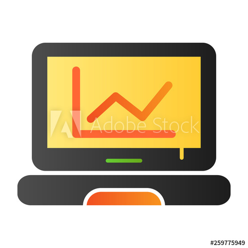 500x500 Graph On Screen Flat Icon Chart On Laptop Color Icons In Trendy