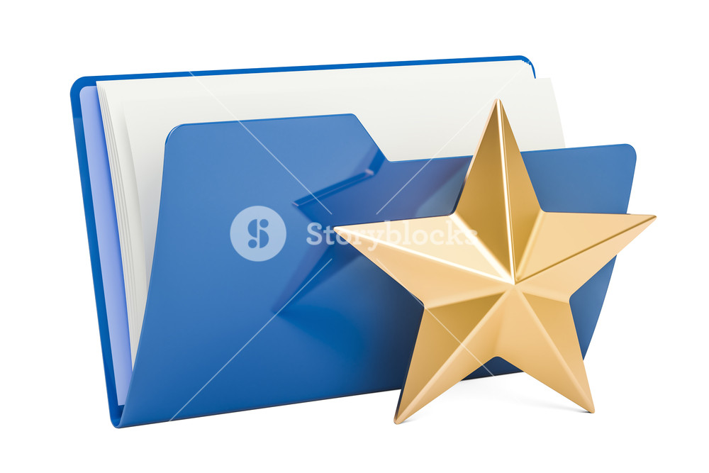1000x667 Computer Folder Icon With Star, Rendering Isolated On White