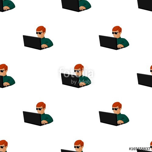 500x500 Computer Hacker Icon In Cartoon Style Isolated On White Background