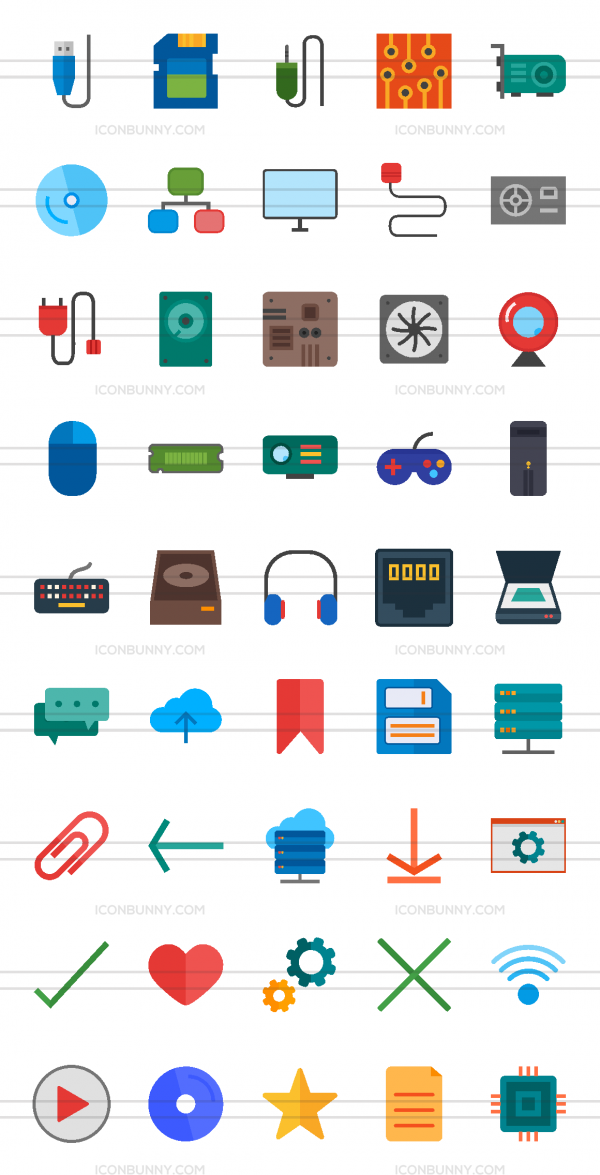 600x1175 Computer Hardware Flat Multicolor Icons