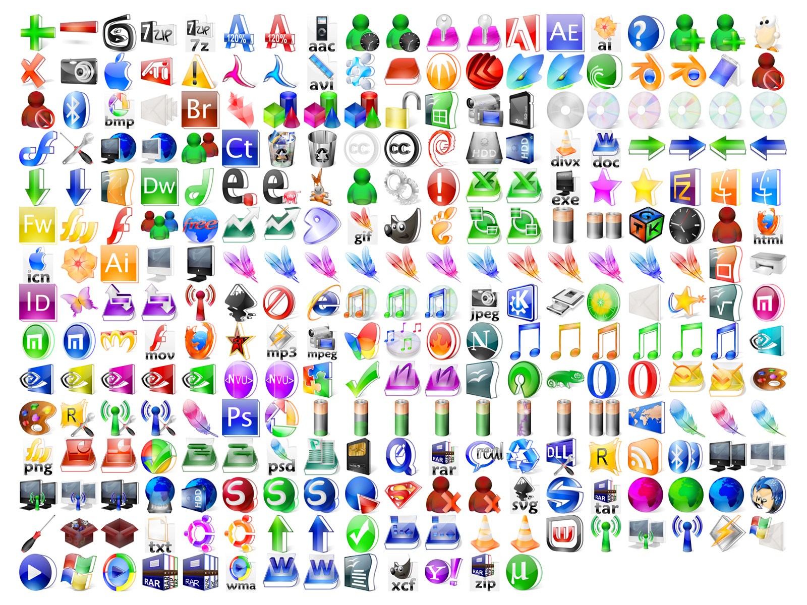 1600x1200 Designer Crystal Style Full Set Of Computer Icon