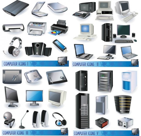 600x580 Computer Accessories Vector Icons Pack