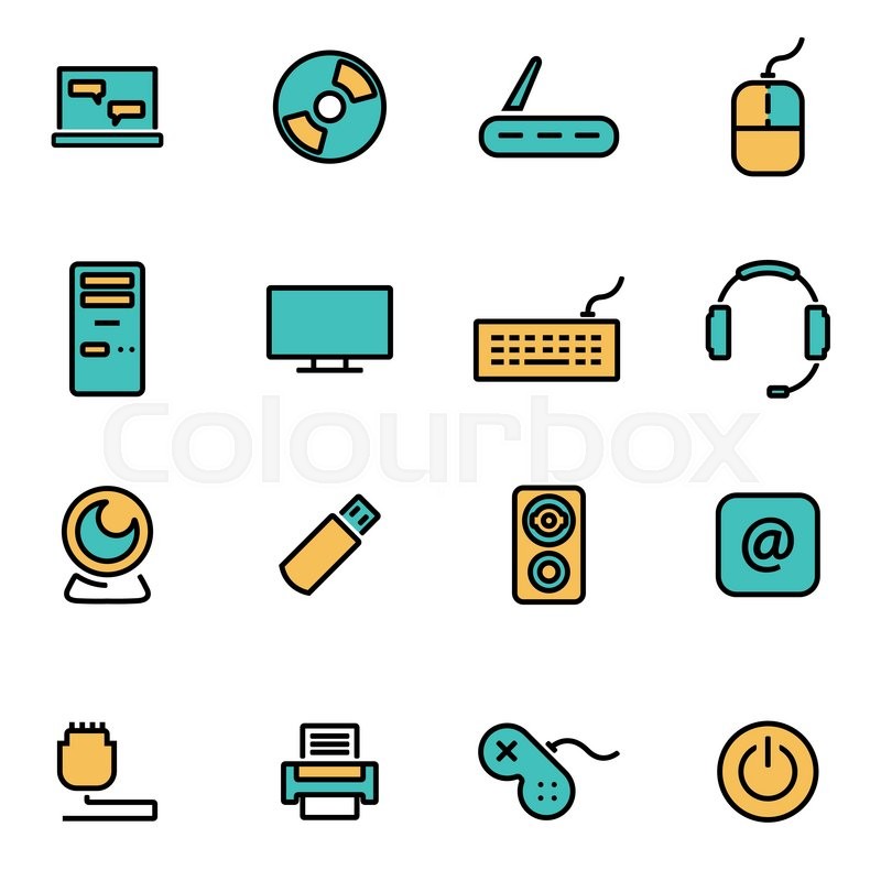 800x800 Trendy Flat Line Icon Pack For Stock Vector Colourbox