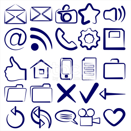 440x440 Computer Icon Collection Symbols Vector Illustration Stock Vector