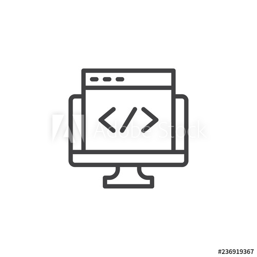 500x500 Computer Display With Seo Outline Icon Linear Style Sign