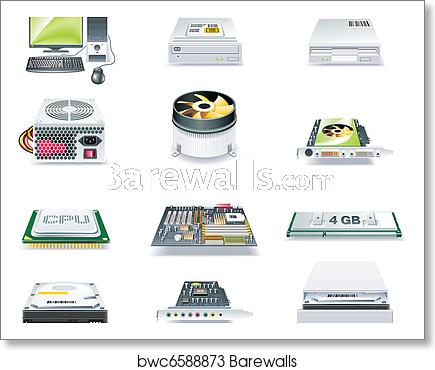 435x370 Vector Detailed Computer Parts Icon, Art Print Barewalls Posters