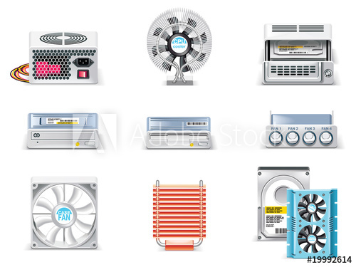 500x375 Vector White Computer Icon Set Part Computer Parts