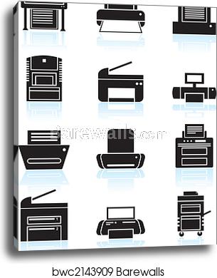 305x390 Printer Icons Line Art, Canvas Print Barewalls Posters Prints
