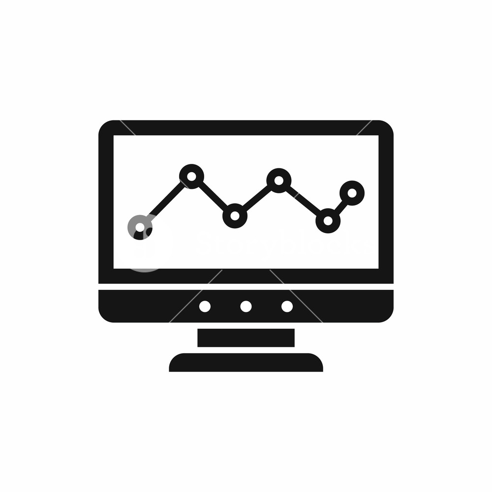 1000x1000 Graph In Computer Screen Icon In Simple Style Isolated On White