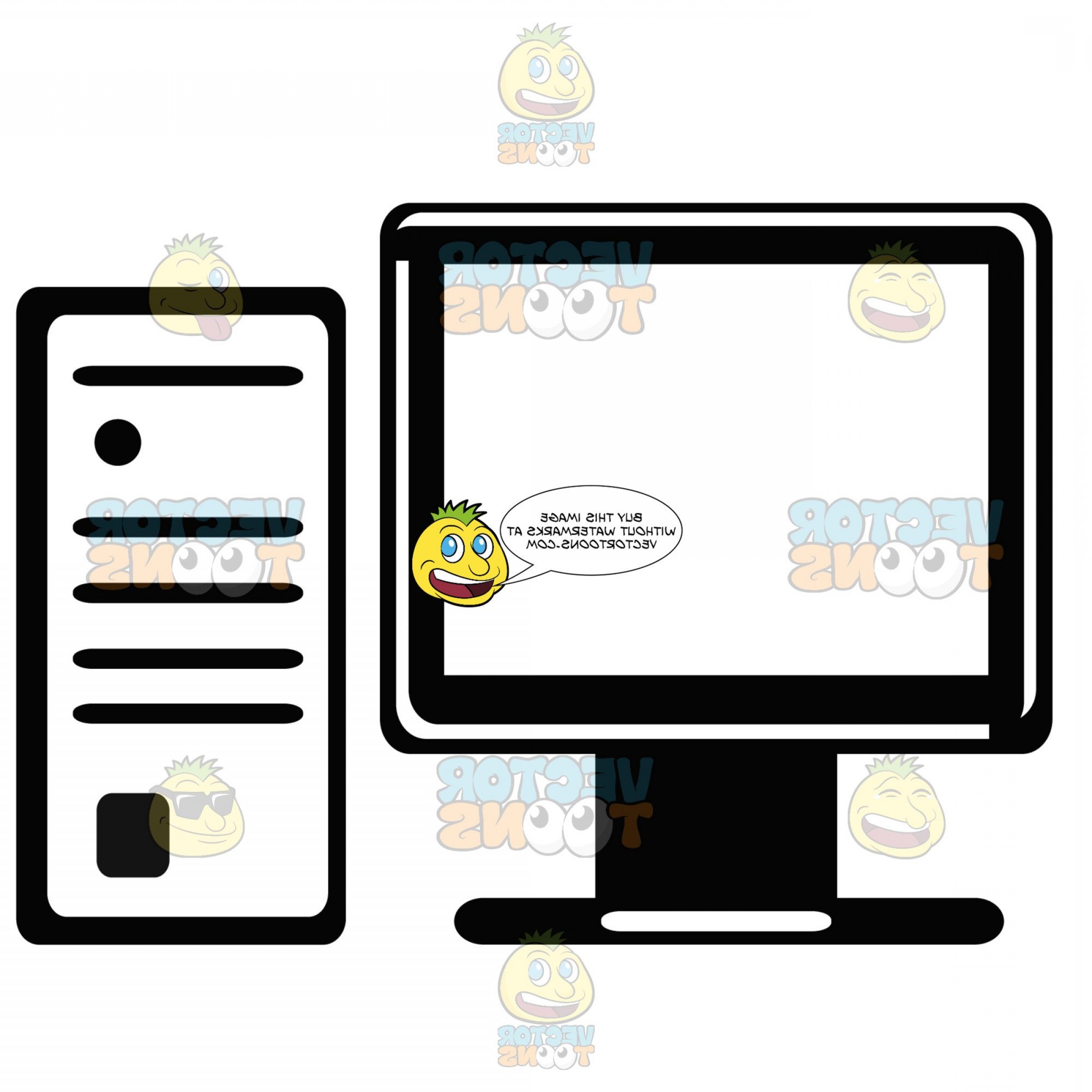 2400x2400 Computer Monitor Next To Desktop Tower Black And White Computer