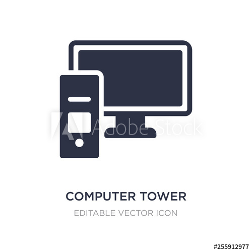 500x500 Computer Tower And Monitor Icon On White Background Simple