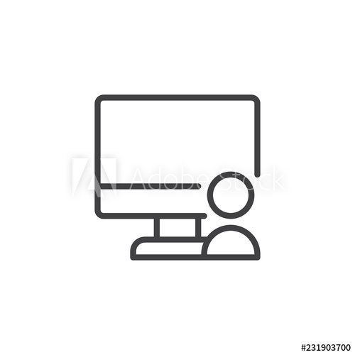 500x500 Computer User Outline Icon Linear Style Sign For Mobile Concept