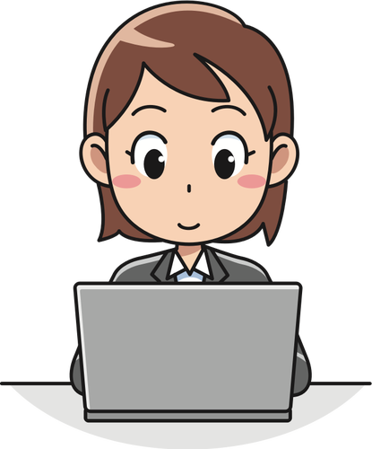 415x500 Female Computer User Vector Icon
