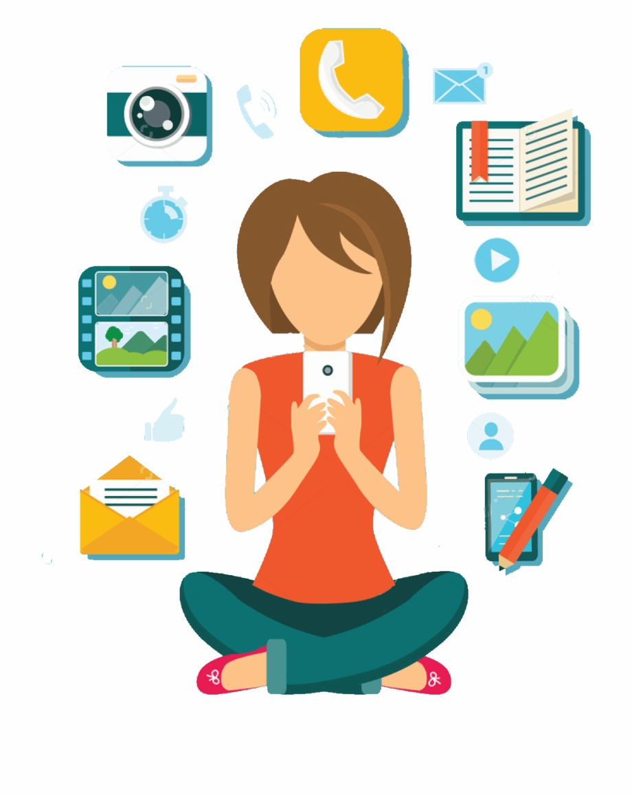 920x1157 Stock Vector Woman User Smartphone Design Flat Computer