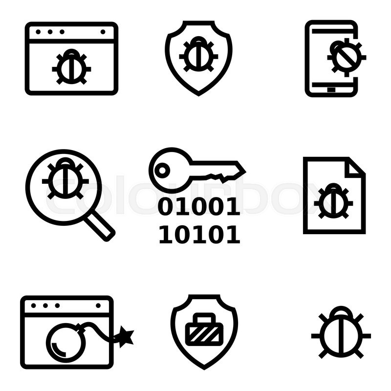 800x800 Vector Line Computer Virus Icon Set Stock Vector Colourbox