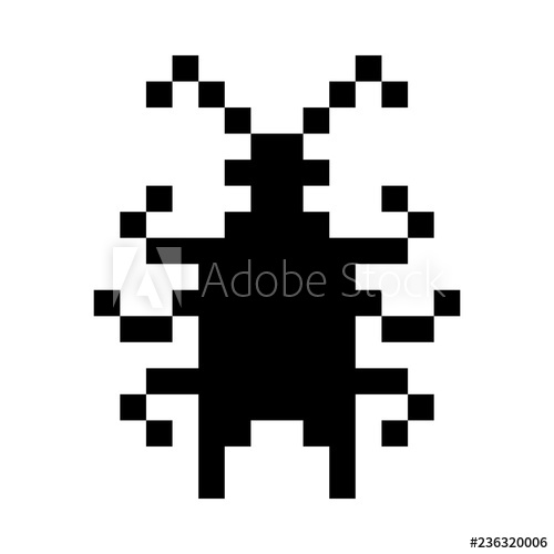 500x500 Vector Pixel Bug Icon Computer Virus Pictogram Black Bug Icon