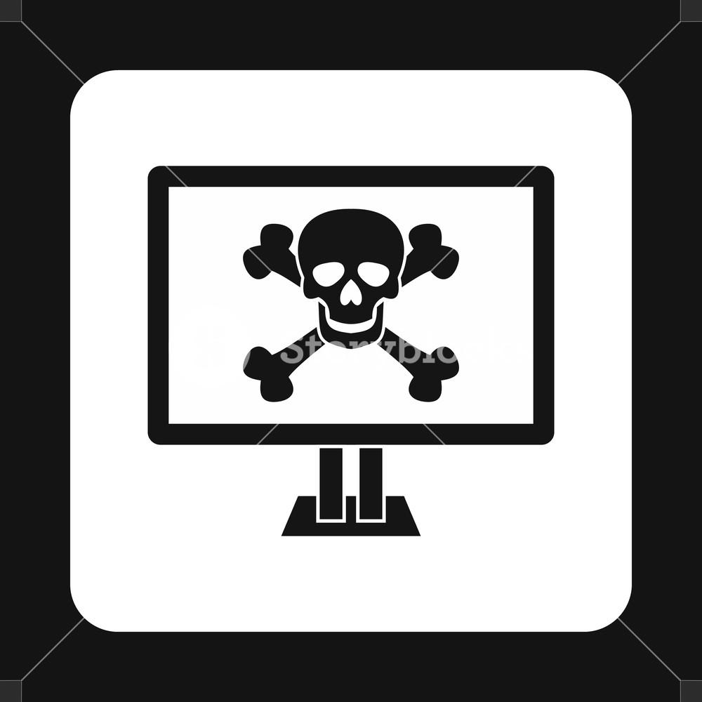 1000x1000 Virus On Computer Icon In Simple Style Isolated On White