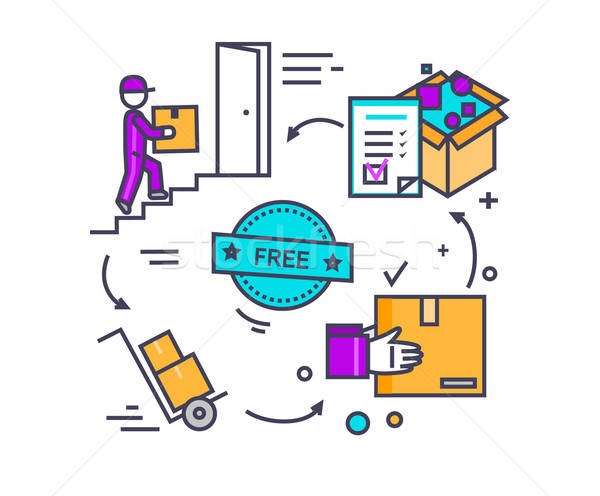 600x496 Free Shipping Concept Icon Flat Design Vector Illustration