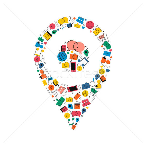 600x600 Social Media Gps Location Pin Concept Icon Design Vector