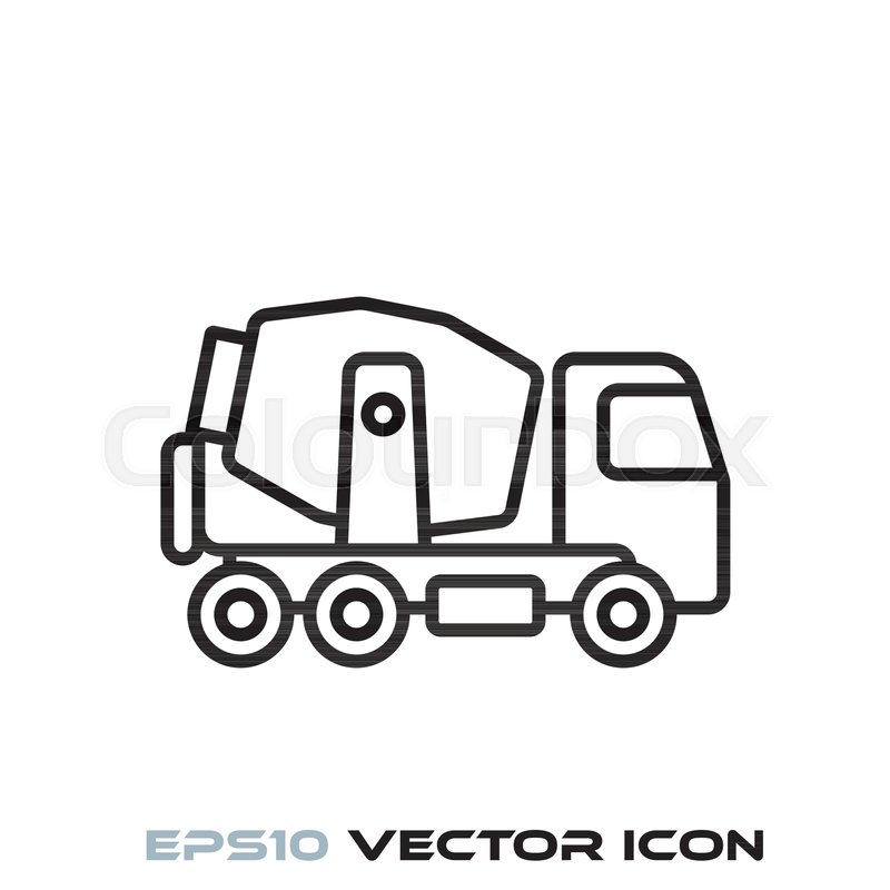 800x800 Concrete Mixer Truck Flat Line Icon Stock Vector Colourbox