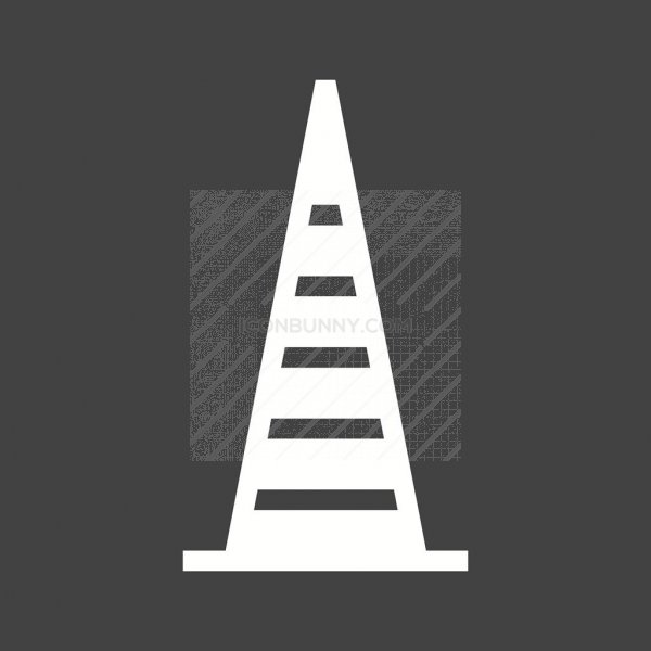 600x600 Construction Cone Glyph Inverted Icon