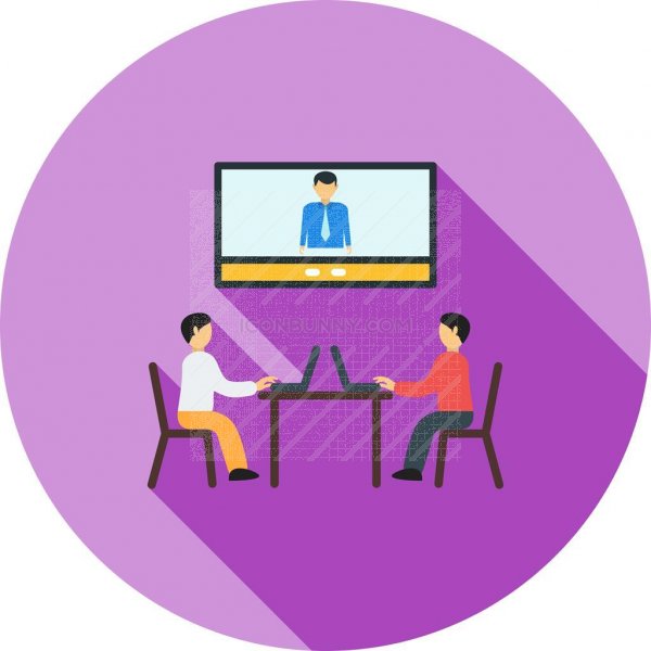 600x600 Video Conference Flat Shadowed Icon