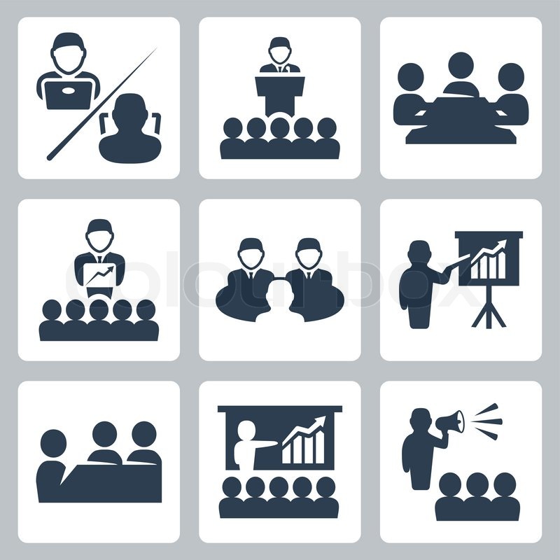 800x800 Vector Conference, Meeting Icons Set Stock Vector Colourbox