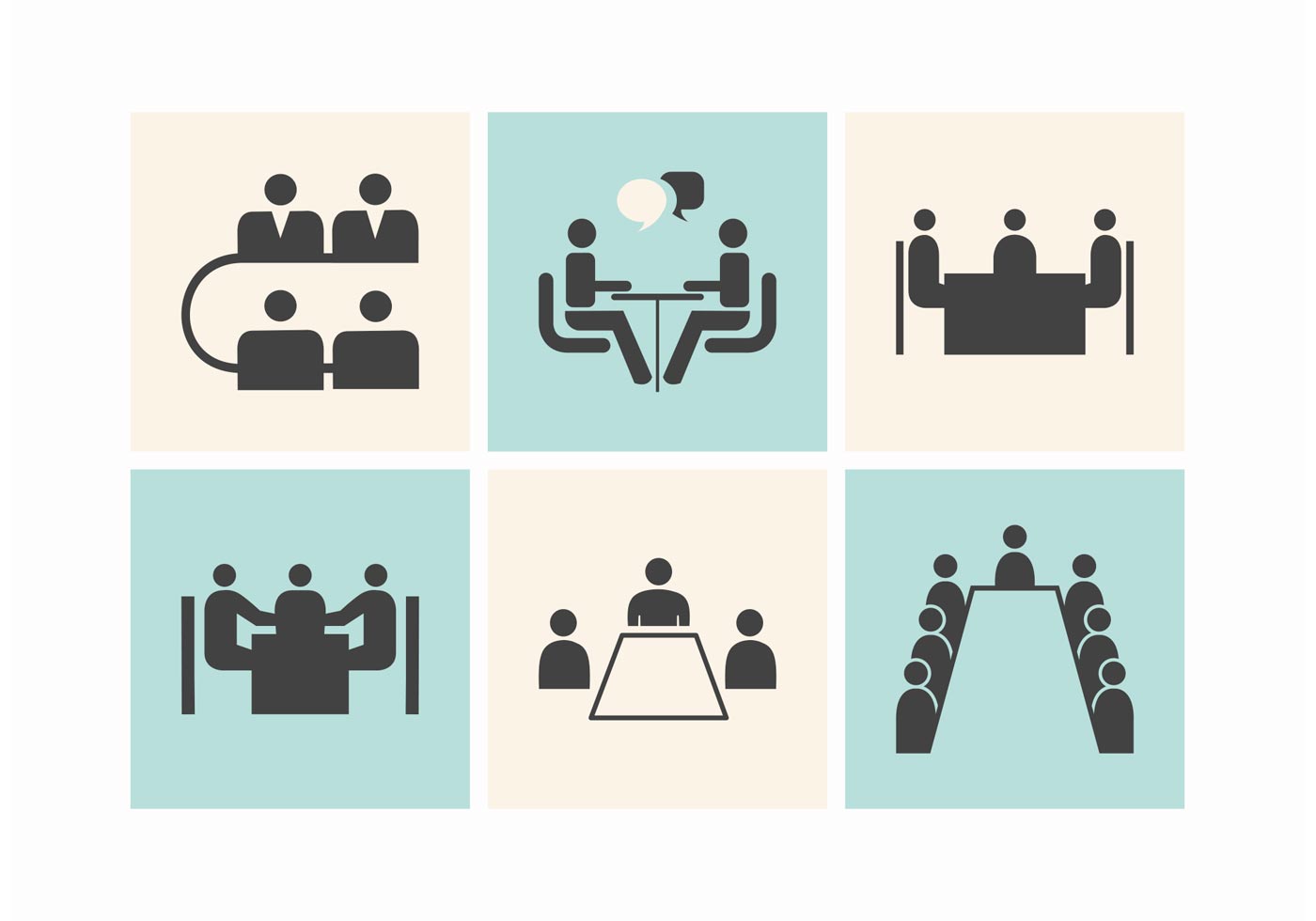 1400x980 Business Meeting Tables Vector Icons