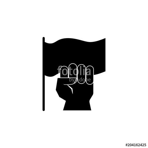 500x500 Fist And Flag Illustration Element Of Conflict Icon Premium