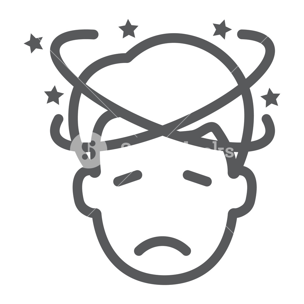 1000x1000 Dizziness Line Icon, Stress And Human, Confused Man Sign, Vector