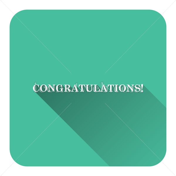 600x600 Congratulations Flat Icon With Long Shadow Vector