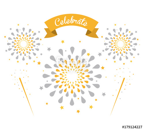500x452 Firework Celebrations And Congratulations Icon Vector Illustration