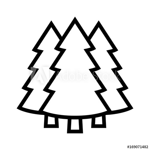 500x500 Three Conifer Pine Trees In A Forest Or Park Line Art Vector Icon