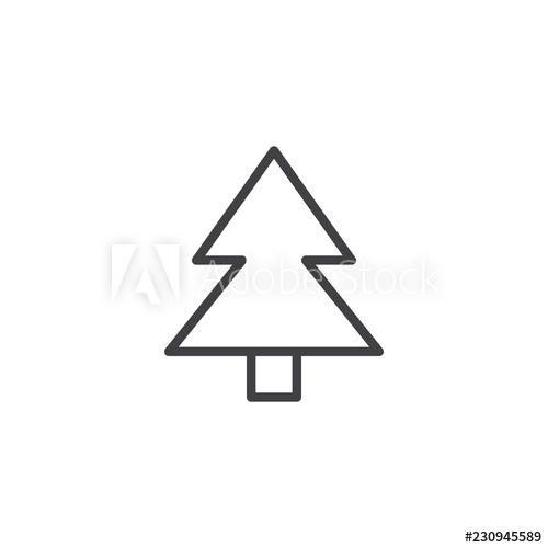 500x500 Xmas Tree Outline Icon Linear Style Sign For Mobile Concept