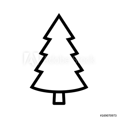 500x500 Evergreen Conifer Pine Tree Flat Stylized Line Art Vector Icon