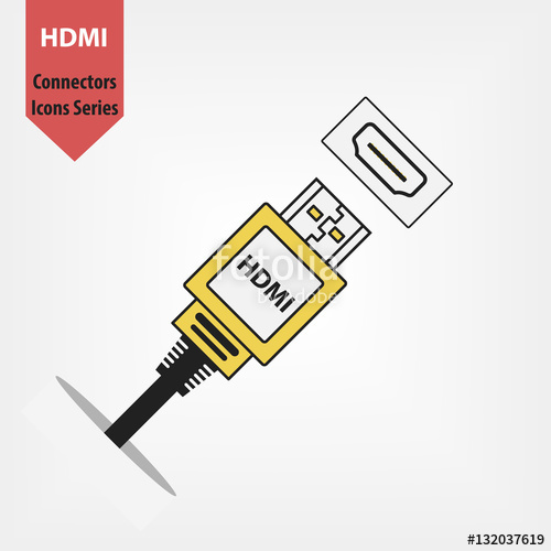 500x500 Hdmi Video Jack Icon Yellow Plug And Golden Connector Connectors