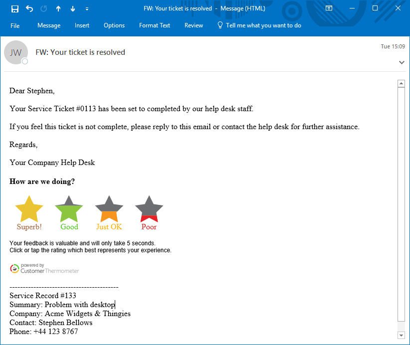822x692 Connectwise Survey For Support Tickets Connectwise Feedback