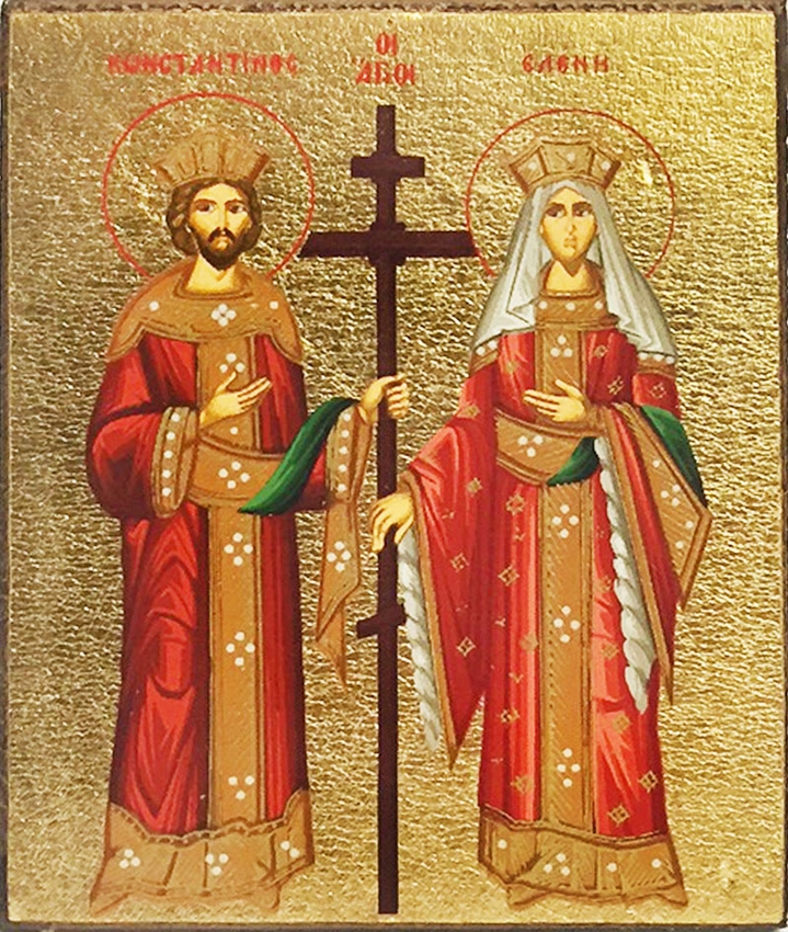 719x850 St Constantine And St Helen, Serigraph Mini Icon, Bronze Leaf