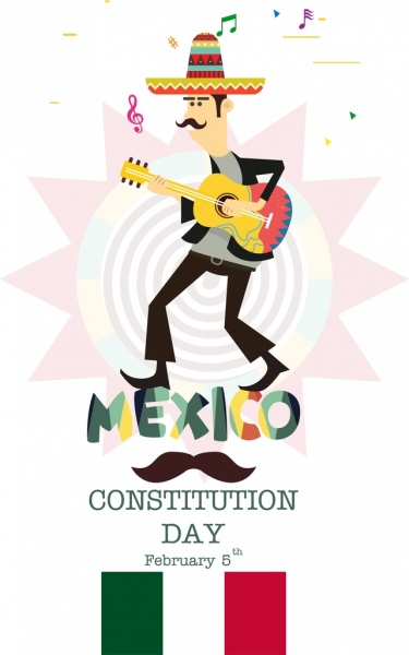 375x600 Mexico Constitution Day Banner Male Guitarist Icon Decor Free