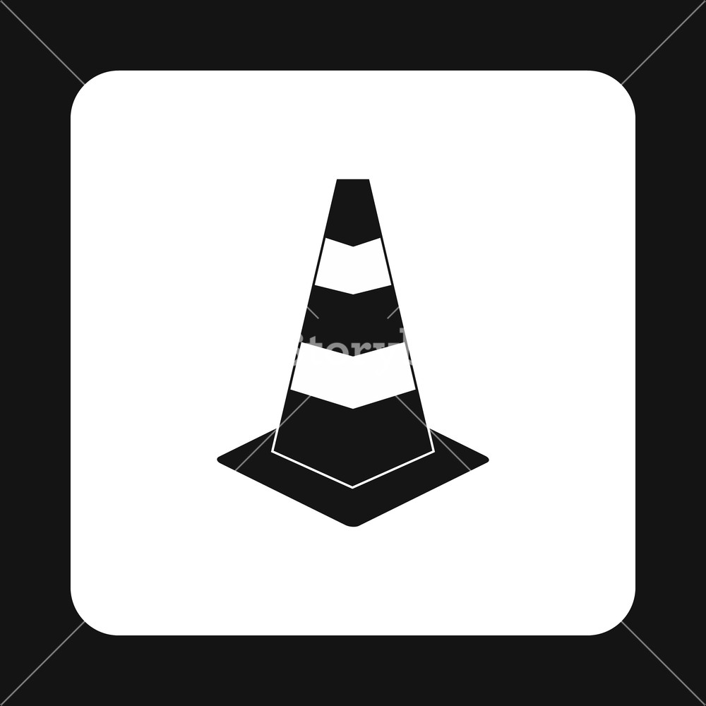1000x1000 Construction Cone Icon In Simple Style Isolated On White