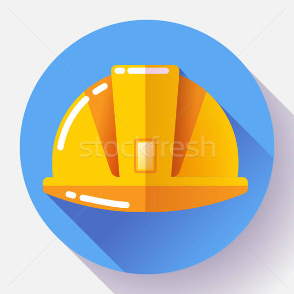 600x600 Orange Construction Worker Helmet Icon Flat Design Style Vector