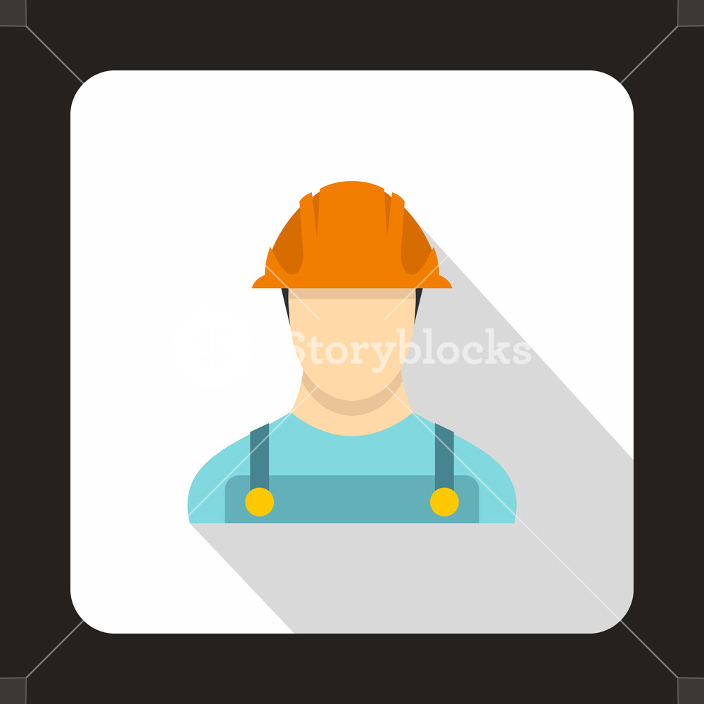 1000x1000 Construction Worker Icon In Flat Style Isolated With Long Shadow