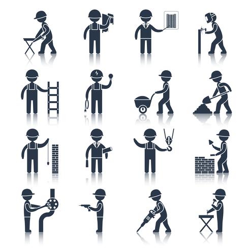 490x490 Construction Worker Icons Black