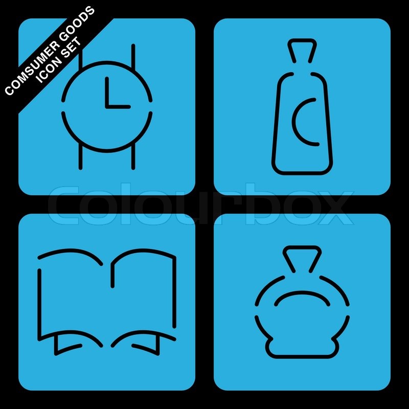 800x800 Consumer Goods Icon Set On Black Stock Vector Colourbox