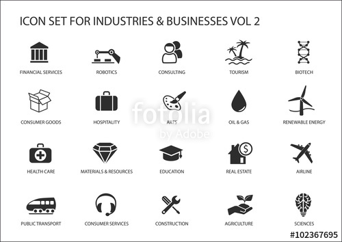 500x354 Pixel Perfect Thin Line Icons And Symbols Of Various Industries