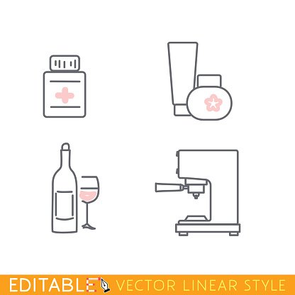 416x416 Consumer Goods Icon Set, Include Coffee Machine, Perfumery
